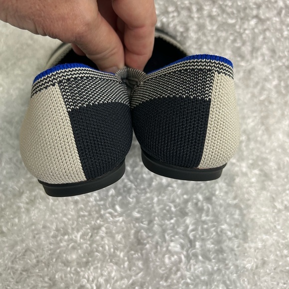 Rothy’s Womens Size 6 Round Toe Cream Black Plaid Flats Shoes - Picture 5 of 8